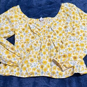 Old Navy Yellow and White Floral Blouse XS